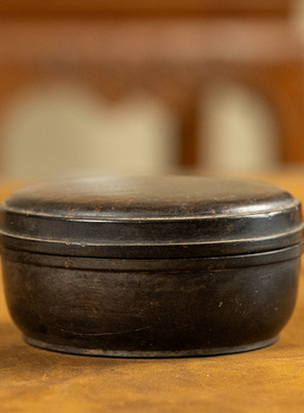乌木圆形香盒文房雅器