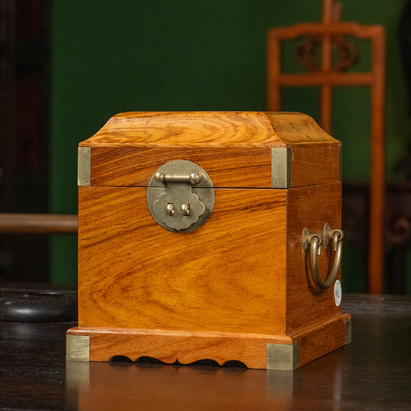 海南黄花梨官印箱中式家居摆件文房雅器降香黄檀首饰收纳盒摆件