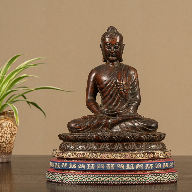 清代沉香木雕释迦摩尼佛像文玩佛像收藏客厅中式如来佛像祝福摆件