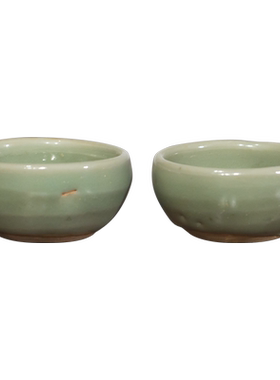 明代龙泉窑梅子青釉瓷器老物件