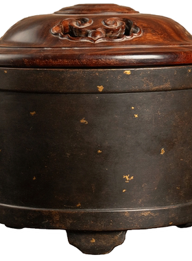 玉堂款铜洒金三足炉摆件