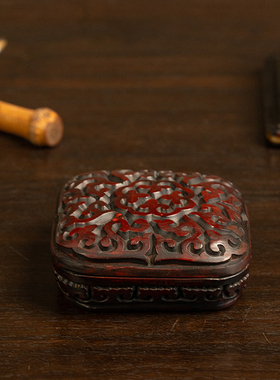 剔犀云纹香盒大漆艺术品摆件