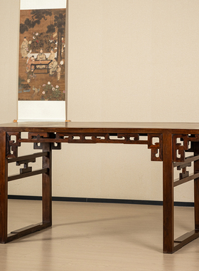 清代红木攒接拐子纹画案