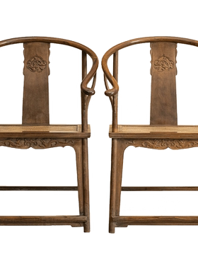 清代红木螭龙纹圈椅（一对）
