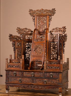 清中期黄花梨指日高升五屏风