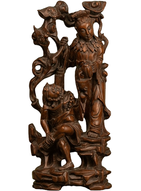 黄杨木雕麻姑献寿人物摆件