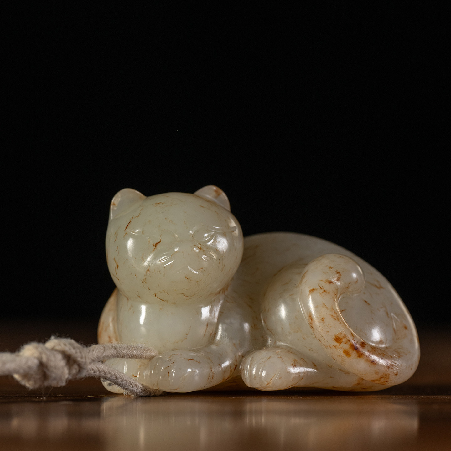 清代玉猫把件老物件文玩古董玉器收藏真品和田玉雕手把件114.7g
