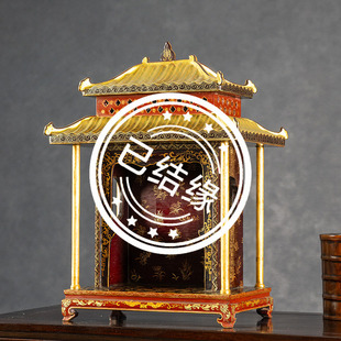 （已售出）清代大漆描金重檐庑殿顶佛龛古董摆件收藏品佛台神台