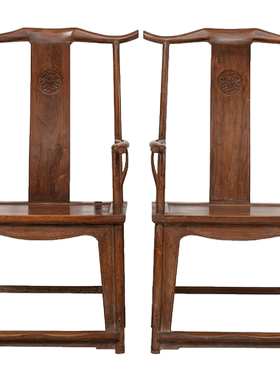 红木牡丹纹四出头官帽椅