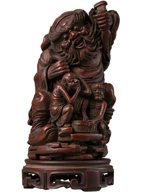 清代竹雕钟馗人物摆件