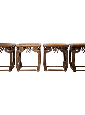 清中期红木如意结活屉方凳成堂