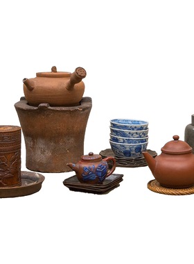 古茶道具一组三十件摆件