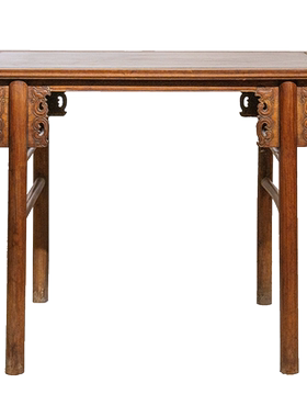 清代红龙镶云石夹头榫凤纹平头案