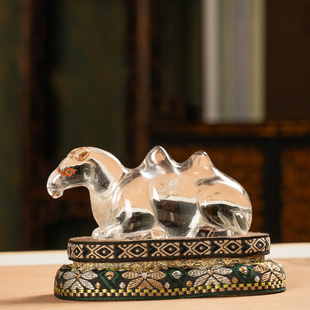 清代水晶骆驼镇纸摆件文玩古董收藏真品天然水晶中式祝福摆件