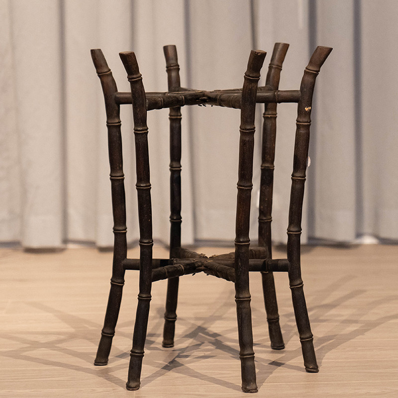 清代紫檀竹节工六足折叠画缸架老物件文玩古董收藏小叶紫檀摆件