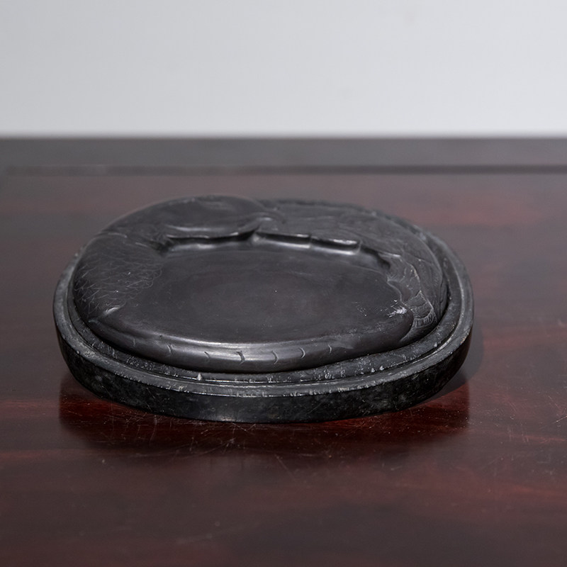 清代鹰随形端砚(红木盒)老物件文玩古董摆件收藏文房雅器老砚台