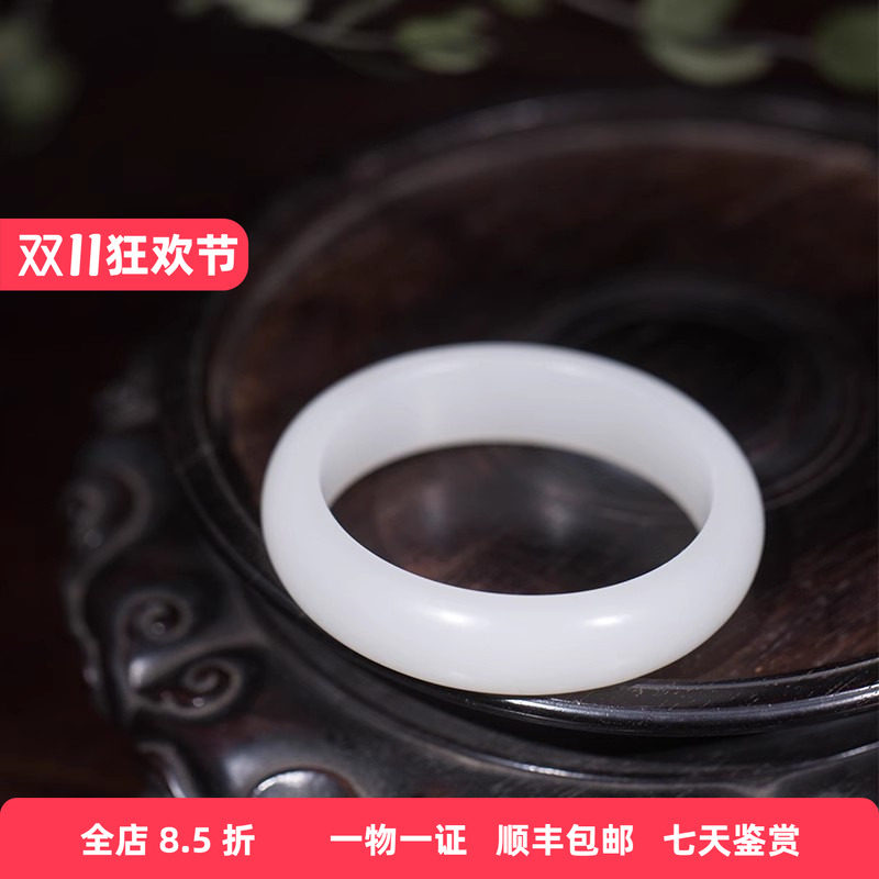 和田玉籽料手镯新疆天然和田白玉手镯女款真品羊脂白玉玉镯