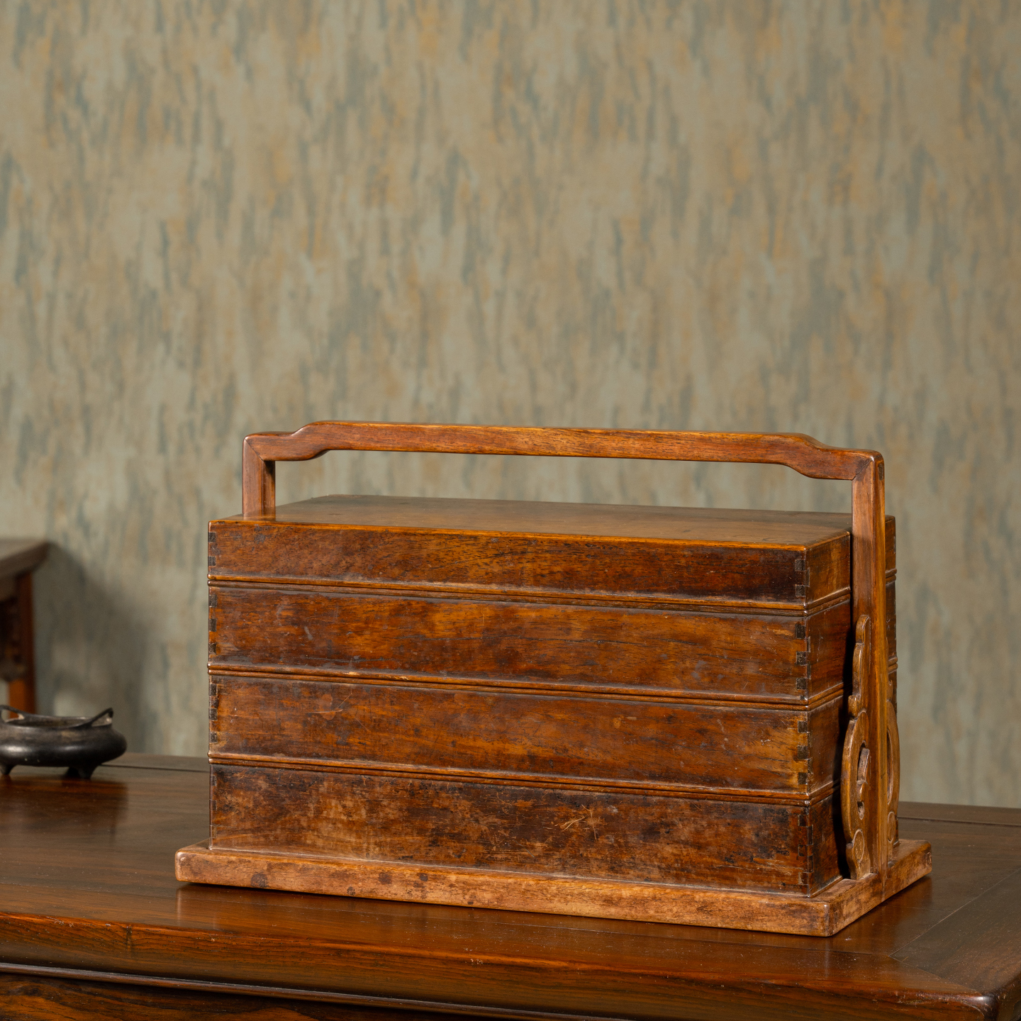 清早期黄花梨三撞提梁盒