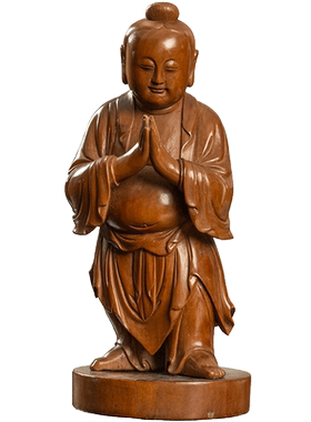 黄杨木雕善财童子摆件