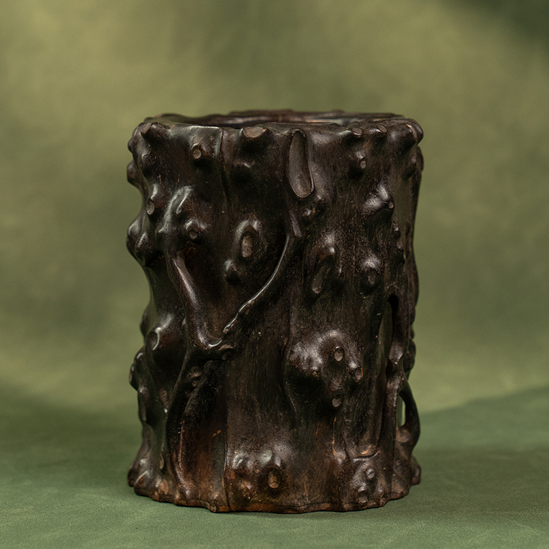 清代紫檀木雕树瘤笔筒老物件古董收藏文房雅器小叶紫檀摆件笔筒