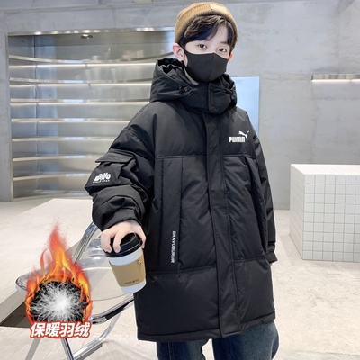 奥莱专柜男童白鸭绒中长款羽绒服