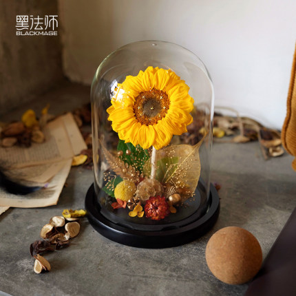 超大号进口向日葵永生花真花玻璃罩摆件节日礼物送爱人朋友长辈