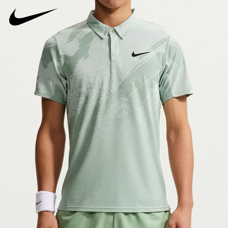 NIKE耐克男款网球T恤法网辛纳透气运动休闲短袖POLO衫网球服上衣