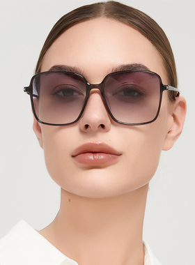 Hickmann简约时尚大框太阳镜渐变镜片方圆脸显脸小开车遮阳墨镜女