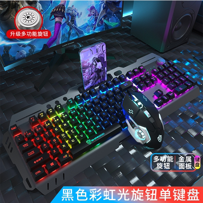 双飞蛇真机械手感键盘鼠标套装有线笔记本电脑台式电竞游戏专用US