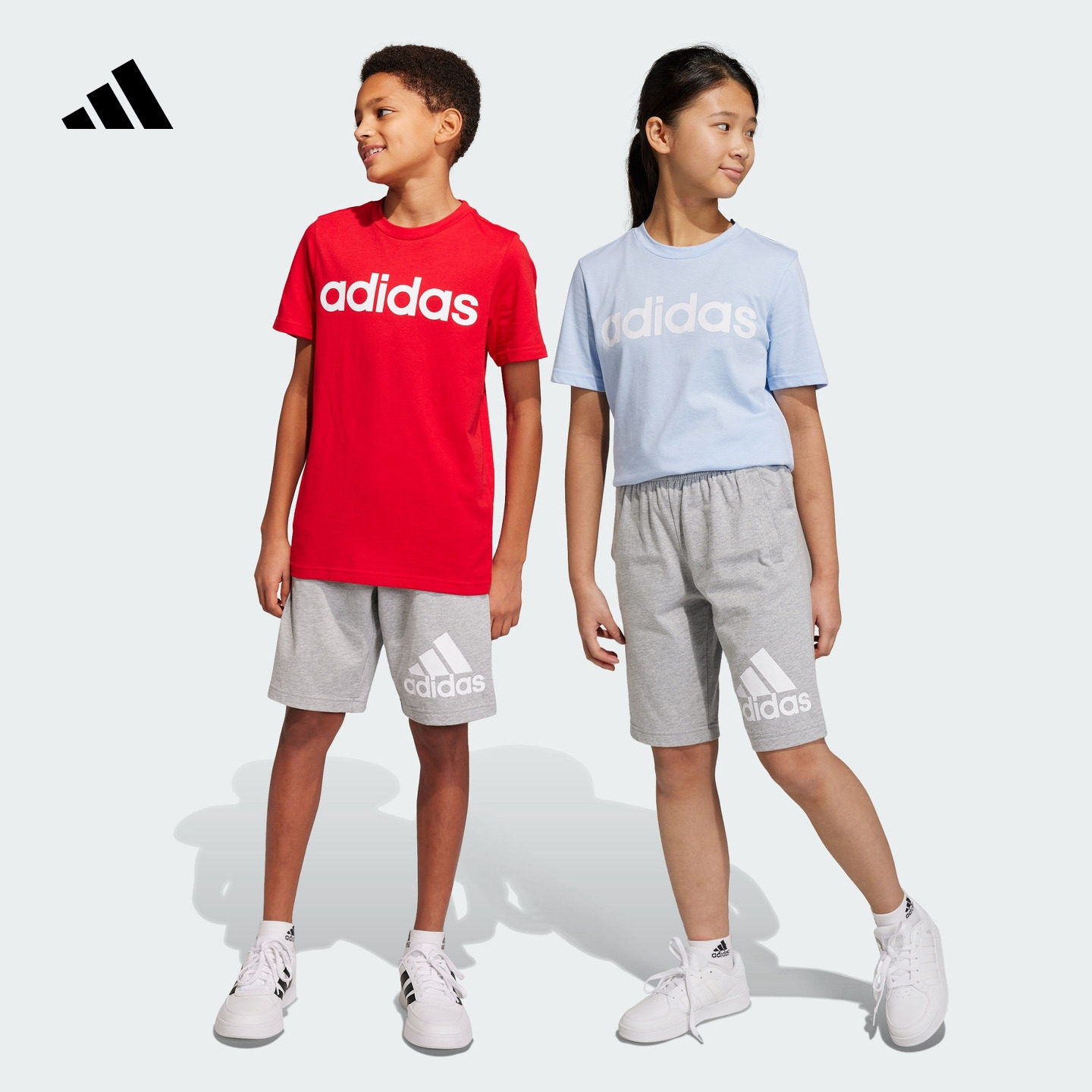 休闲纯棉中腰针织短裤男女大童儿童adidas阿迪达斯官方轻运动