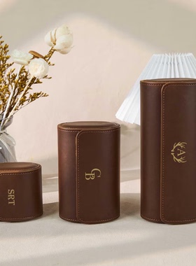 私人定制名字高级棕色皮革手表收纳盒礼盒珠男士定制表盒生日礼物