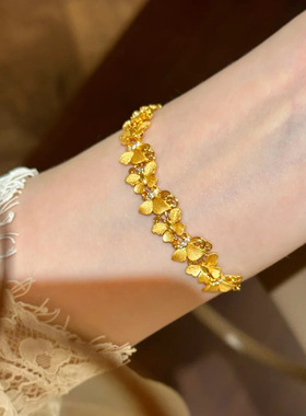 沙金饰品新中式拉丝纹蝴蝶纷飞手链女轻奢高级感久不掉色手饰批发