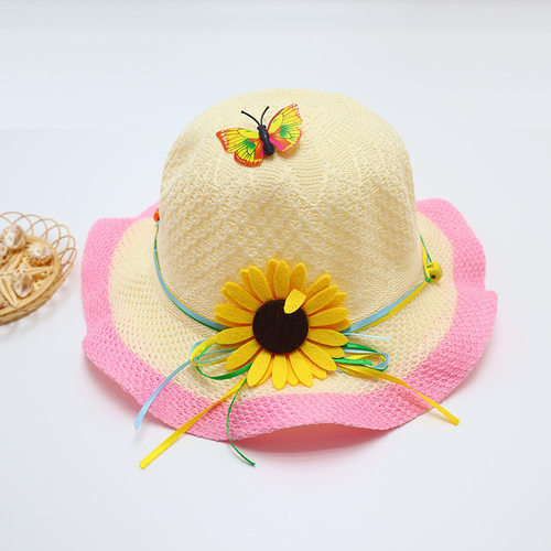 草帽大帽檐夏季户外甜美太阳花