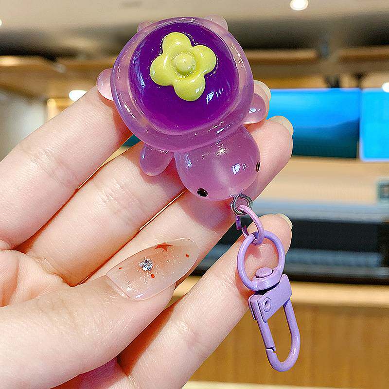 新品萌粒树脂水晶果蔬乌龟钥匙扣挂件创意DIY玩具钥匙链挂饰礼物