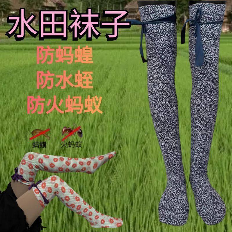 下田插秧防蚂蟥超厚袜子防水蛭插秧袜种田长筒袜防蚊虫高弹力防护