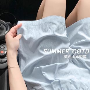 高腰冰絲運(yùn)動(dòng)中褲 休閑短褲 女新款 五分褲 2025闊腿夏季 山本垂感涼爽