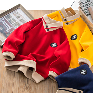 2026冬马年男女童气质拜年服华棉奥粒绒横机领卫衣潮酷舒适中大童