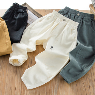 2026男女童春款不加绒长条标工装裤纯棉休闲长裤潮舒适百搭中大童