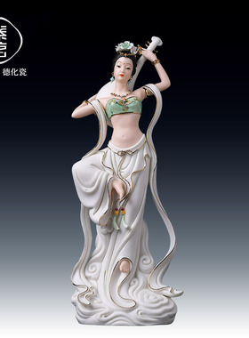 国风敦煌艺术手工陶瓷彩绘飞天系列美女客厅陈戴茹大师收藏品摆件