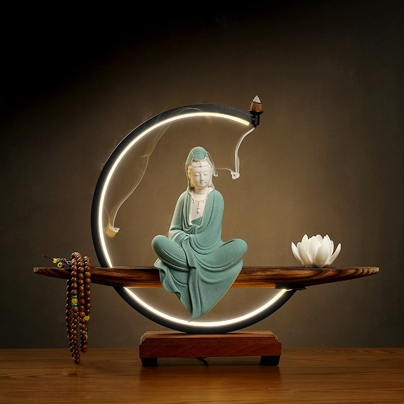 素茗陶瓷禅意小观音菩萨佛像摆件