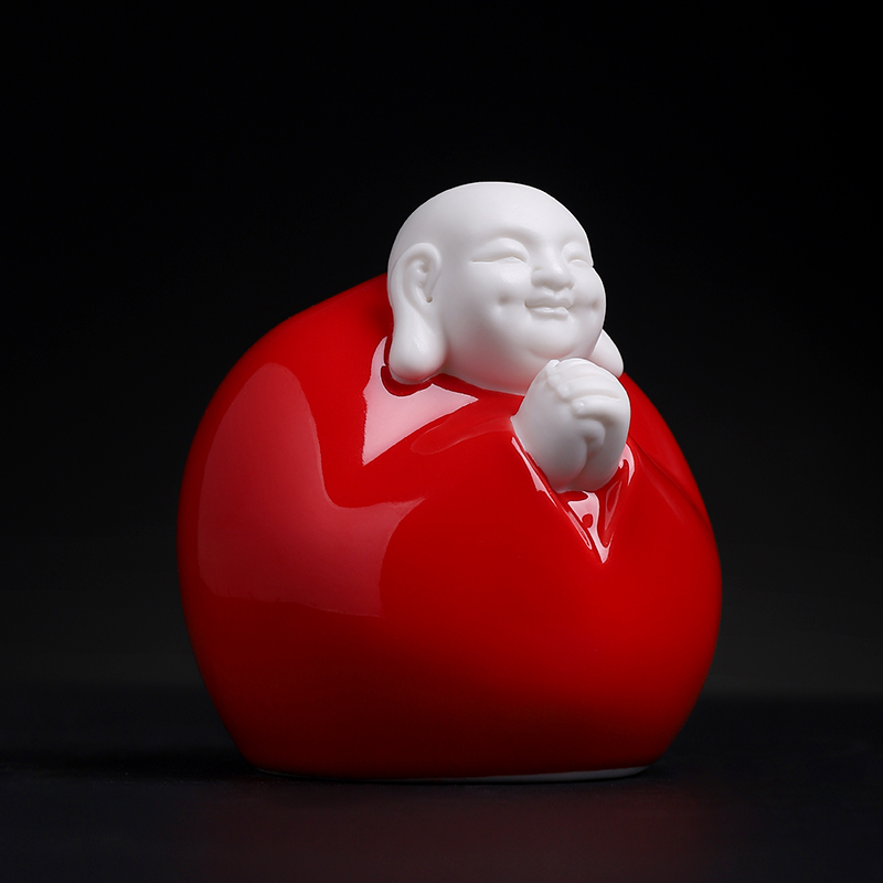 素茗中式《小恭喜佛》德化白瓷大师林建平艺术作品陶瓷收藏工艺品