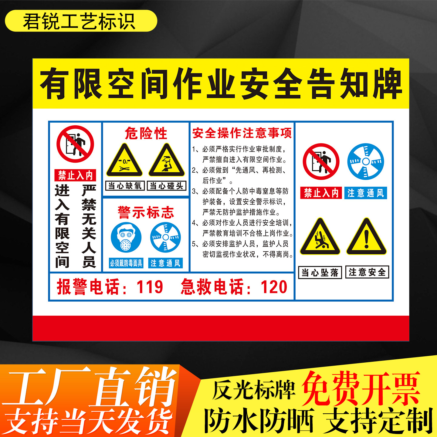 有限空间作业安全告知牌