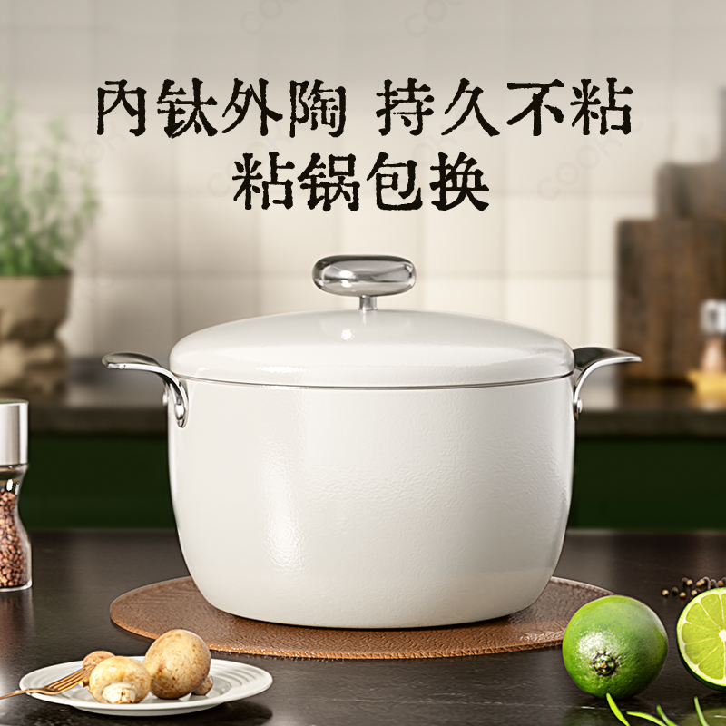 炊达人家用双耳汤锅不粘锅煲汤煮粥锅微压锅电磁炉燃气灶专用火锅