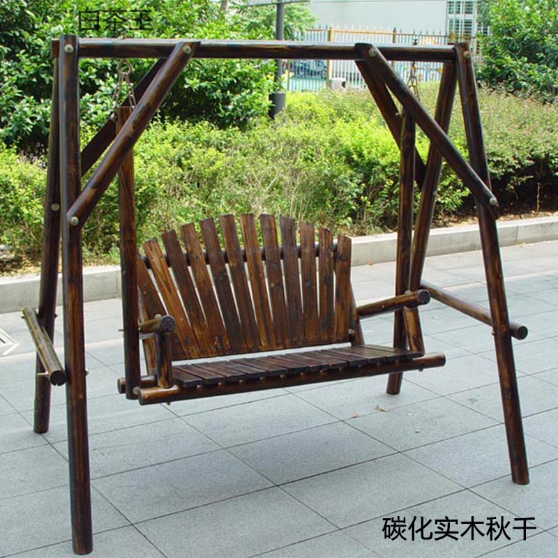 防腐木露臺庭院桌椅戶外吊椅陽臺搖椅成人家用室外雙人實木秋千椅