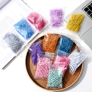 彩色回形针100个袋装28mmPVC包塑白色黑色曲别针办公夹文件用3#防锈金属回纹针中国红结婚用喜庆红大红回形针