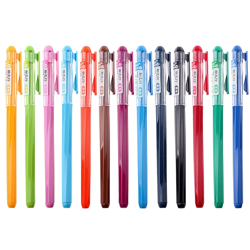 晨光彩色中性笔0.38mm12色多彩学生用全针管水笔手账创意多色办公文具用品糖果色小清新套装签字红蓝黑色水笔