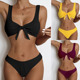 2024新款 欧美性感黑色比基尼泳衣女分体两件套三角比坚尼温泉泳装