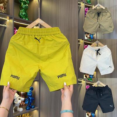 男短裤夏季薄款网眼休闲裤冰丝速干裤直筒五分裤潮流透气沙滩裤衩