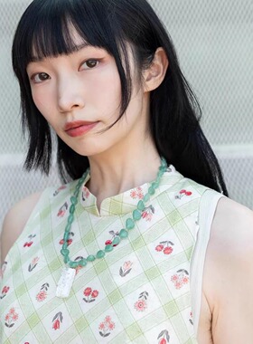 绿色玉石心形原创项链--礼物