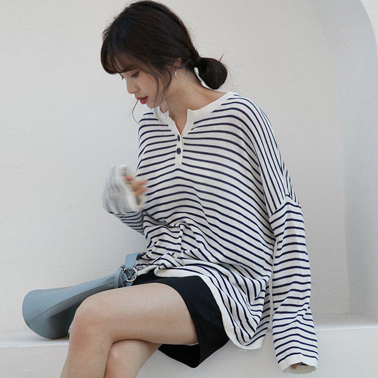 Spring black and white striped sweater long sleeve T-shirt|ruв категории Женская одежда, рубашка - от Buy2taobao.com для оказания профессиональной услуги покупки агента Taobao